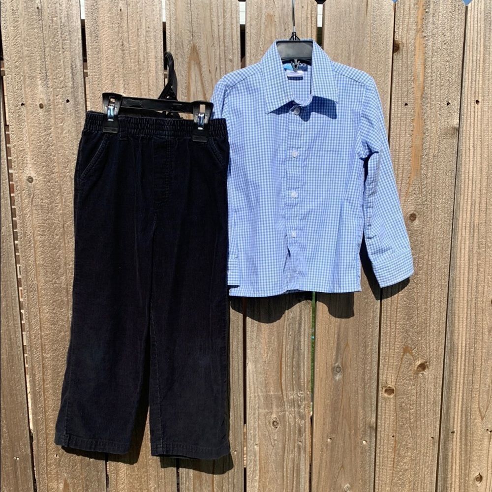 Take 50% OFF- Garanimals Boys 2pcsBlue Checkered Shirt with Black Pants, Size-5T